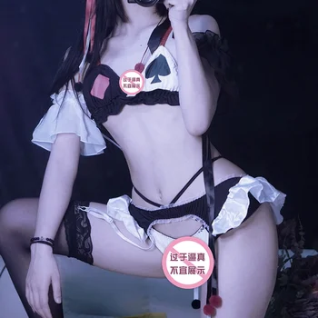 Japonský Klauni Poker Bielizeň Roztomilý Lolita Anime Podprsenka Dievča Diabol Cosplay Kostýmy Obväz Sexy Lingerie Set Halloween Kostýmy