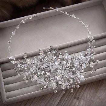 Veľkoobchod Vysokej Kvality Nevesta Vlasových Doplnkov Nevesty hlavový most Ručné Crystal Pearl pokrývku hlavy Drahokamu Medené Vlasy, Šperky