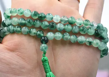 Jade Budhistické biela zelená 108 Modlitba Korálky Malá Náramok, Náhrdelník 6 mm