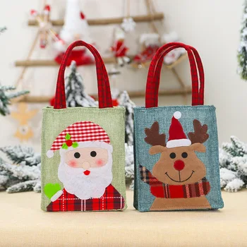 Vianočné Ozdoby Cartoon Snehuliak Bábika Patchwork Vyšívané Vrecoviny Tote Bag Candy Tašky