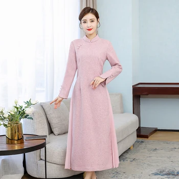COIGARSAM 3XL Plus Veľkosť Čínsky Štýl, Ženy šaty Cheongsam Vintage Šaty Ružové 6795