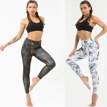 Nové Športové oblečenie pre Ženy-Telocvičňa Atrament Maľovanie Digitálna Tlač Jogy Hip Vysoký Pás Legíny Športové Nohavice Ženy Jogging Nohavice