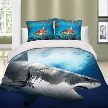 Žralok Ryby Perinu 3D Digitálna Tlač posteľná bielizeň Súpravy s obliečky na Vankúše Tichom Tvorivé Cartoon Deka Kryt Obliečky Posteľná Bielizeň