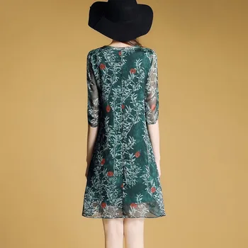 Vysoko kvalitné Jarné Letné Šaty Zelené Botanická Kvetinové Šaty Pre Ženy, Dámy Pol Rukáv Elegantné Bežné Mini Šaty Vestidos