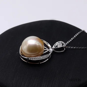 JYX Nové Elegantné Lesklé 14 KARÁTOVÉ Zlaté Prívesok z 14 mm South Sea Pearl náhrdelník s zirkón Vianočný Darček