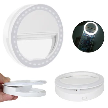 Prenosné LED Selfie Krúžok Baterka Fit Dim Prostredie samospúšť Svetlo Nástroj Svetelný Krúžok Klip pre Všetky mobilné Telefóny, Tablety