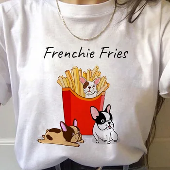 Francúzsky Buldog Harajuku Roztomilé Anime T-shirt Ženy Kawaii Vtipné Karikatúry Grafiky, T Shirt Lete Príležitostné O Krk Ženský Čaj Topy