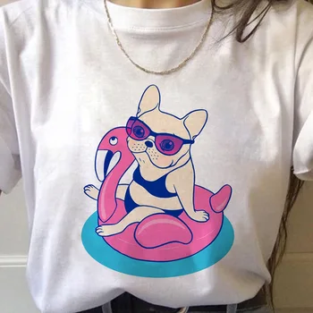 Francúzsky Buldog Harajuku Roztomilé Anime T-shirt Ženy Kawaii Vtipné Karikatúry Grafiky, T Shirt Lete Príležitostné O Krk Ženský Čaj Topy