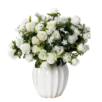 30 cm Umelé Ruže, Kvety Bouquet5 Pobočiek, 15 Hlavy Simulácia Kvety pre Domáce Svadobné Dekorácie vnútorné