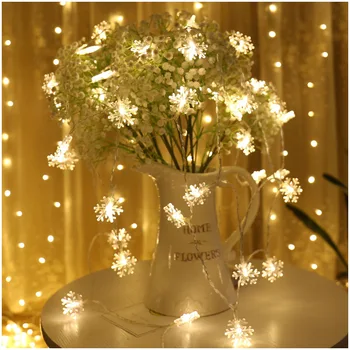 Snowflake Led Reťazec Lampa Vianočné Vnútorné Osvetlenie, Domáce Dekorácie cristmas Strom slingers Batérie Box Flash