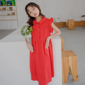 Dospievajúce Dievčatá Šaty, Detské Letné Oblečenie 2021 Kórejský Štýl Deti Roztomilý Princezná Šaty Dlhé Štýl Dievčatká Bežné Šaty, #8876