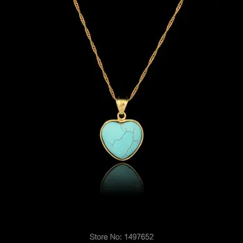 Nový Príchod Turecko Modrý Kameň Živice Srdce Prívesok Náhrdelník Chian18K Zlatá Farba Módne Šperky Pre Ženy Milovníka Skvelé Darčeky
