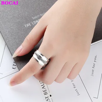 BOCAI Vintage Vzor s925 Mincový Striebro Unisex Krúžok Thai klasické strieborné prstene pre mužov a ženy 2020 nové módne osobnosti
