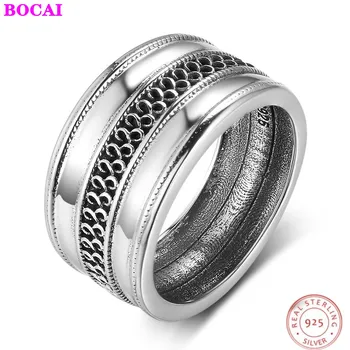 BOCAI Vintage Vzor s925 Mincový Striebro Unisex Krúžok Thai klasické strieborné prstene pre mužov a ženy 2020 nové módne osobnosti