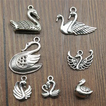 20pcs Swan Charms Swan, Prívesky, Šperky, Takže Swan Kúzlo Náramok Pre Výrobu Antique Silver Farba
