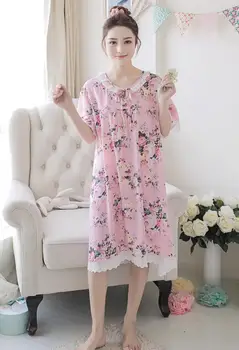 Plus veľkosť 2017 Nové letné štýl holka voľné Dlho Nightgown Nightdress pijama Dámy Sleepwear Ženy odev AZ502