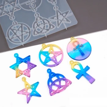 DIY Hexagram Duchovné Amulet Prívesok Živice Formy Celtics Pentagrams Star Formy 1XCA