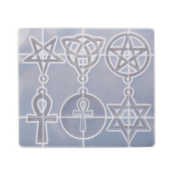 DIY Hexagram Duchovné Amulet Prívesok Živice Formy Celtics Pentagrams Star Formy 1XCA