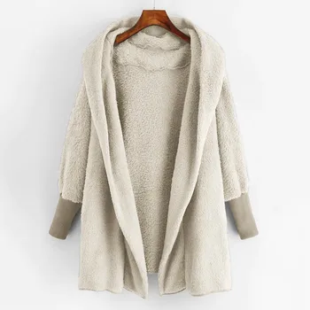 Dámy umelú kožušinu bunda dámske sako plus veľkosť 2020 Ženy Kabát s Kapucňou Zime Teplé Plyšové Vrecká Bavlna Kabát Outwear#g3