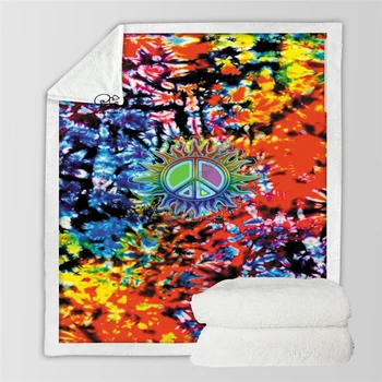 Plstar Vesmíru Hippies, Pokoj A Lásku Psychedelic zábavné Deka 3D tlač Sherpa Deka na Posteľ bytového Textilu Snového štýl-11
