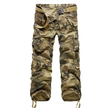 Bavlnené Vrecko Bezec Nohavice Plus Veľkosť Kamufláž Vojenských Muži Nohavice Voľné Pohodlné Cargo Nohavice Mužov