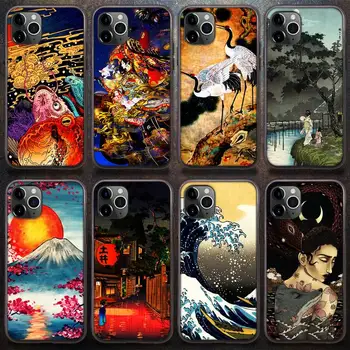 Japonský štýl Art Žeriav Fuji Horská Vlna Telefón puzdro pre iPhone 8 7 6 6 Plus X 5S SE 2020 XR 11 12 Pro mini pro XS MAX