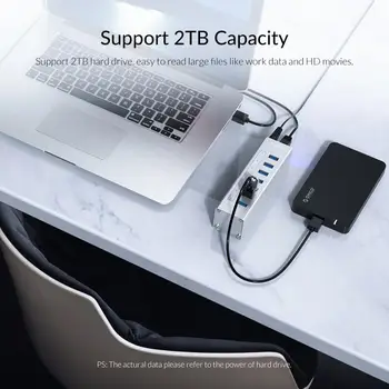 ORICO Hliníková USB Rozbočovač 7 Port USB 3.0 HUB Podporu BC1.2 Nabíjanie s 12V Napájací Adaptér Pre Macbook Príslušenstvo Ploche OTG
