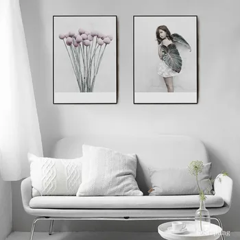 Kvet Plagát Škandinávskych Fotografie Plátno, Maľovanie Na Steny V Obývacej Izbe Obrázok Moderné Nordic Art Print Domova Bez Rámu