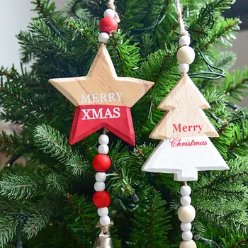 Vianočné Drevené Prívesky Drevo Kreatívne Plavidlá Deti Darček DIY Vianočný Strom Ornament, Vianočné Dekorácie domáce Dekorácie