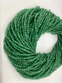 Prírodné zelené Dongling 2 mm 3 mm 4 mm rez futbal ťažké hodiť green jade rohu tvárou semi-finished dlhým reťazcom DIY prístup šperky