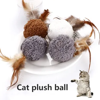 Vtipné Pet Hračky Loptu Pierko Mint Hračka Pre Mačky Teaser Hrať Loptu Interaktívne Školenie Hračky L9 #2