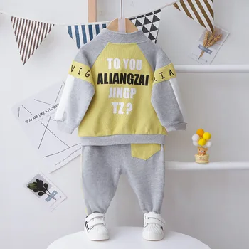 LZH 2020 Jeseň Fashion Spojov Top+Nohavice 2ks Vyhovuje Dlhý Rukáv, Baby, Dievčatá Oblečenie Sady List Deti Tepláková súprava Bavlna Chlapci Sady