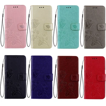 Nephy Luxusné Flip puzdro Pre Samsung Galaxy Huawei P8 P9 P10 Mate 10 Lite Y3 Y5 Y6 Pro 2017 Y5II 3D Rose Kožený Kryt Etui Držiteľ