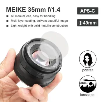 Meike MK-35mm-f1.4 Manuálne ostrenie objektívu APS-C pre Fujifilm XT100/XT3/XE2/XE2s/XE3/XE1/X30/X70/XT2/XA1/XPro1 fotoaparát