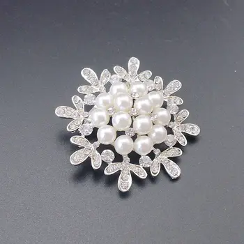 Horúce Módne, Elegantné Drahokamu Crystal Svadobné Svadobné Ručné Simulované Perly Kvet Brošňa Šperky Pin, Položka Č.: BH7781