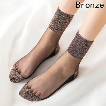 Letné ženy ultra-tenké Transparentný lesk ponožky crystal hodváb Meias krásne lesklé elastickej čipky mediumsocks Japonskom Štýle