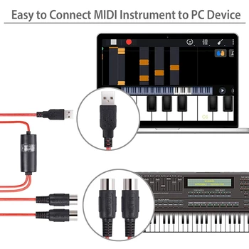 5-Pin Midi USB-Out kábel Kábel Adaptéra Converter Pre Windows, Mac, Ios Notebooku Hudba Klavíra