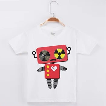 Najnovšie Detskej Módy Bavlna Krátky Rukáv Zábavné Psa Robot Vytlačené T-Shirts Chlapci Tshirts Lumbálna O Krk Deti Základných Topy T Tričko