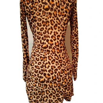 Dámske Oblečenie Leopard Tlač Vintage Šaty Rameno Bodycon Riadok Šaty Denné Bežné Vestidos Žena 2021
