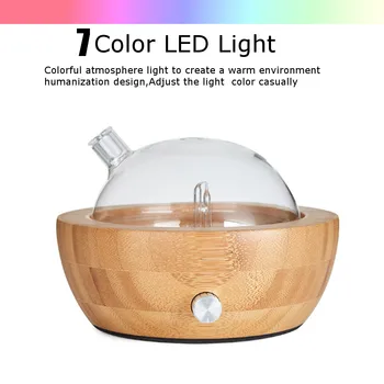150ML Bezvodý Nebulizing Esenciálny Olej Difúzor Použiť Najlepšie Aromaterapia Bukového Dreva, Sklo farebné LED Svetlo na Home Office/Darček