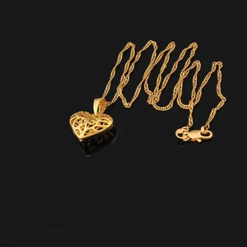 Zlatá farba Moslimských srdce alah Náhrdelník Prívesok Srdce alah prívesok Šperky Pre Ženy S Reťazca Náhrdelníky