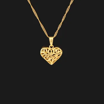 Zlatá farba Moslimských srdce alah Náhrdelník Prívesok Srdce alah prívesok Šperky Pre Ženy S Reťazca Náhrdelníky