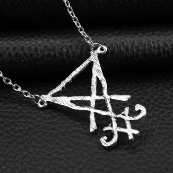 Trendy Lucifer Geometrické Baphomet Amulet Kovové Náhrdelníky Koza Satan Wiccan Satanizmu Prívesok Šperky, Náhrdelníky