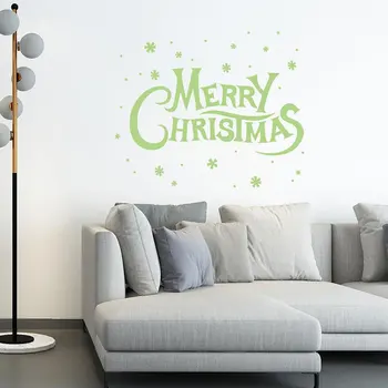 Samolepky na stenu, Vianočné Žiariace Písmeno Samolepky PVC Nástenné Plagáty pre Spálne, Obývacia Izba, Zelená