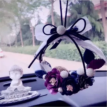 PÁN ČAJ Crystal Večný Kvet Auto Visí Ozdoby Auto Spätné Zrkadlo Prívesok Romantické Ženy, Auto Auto Príslušenstvo Styling