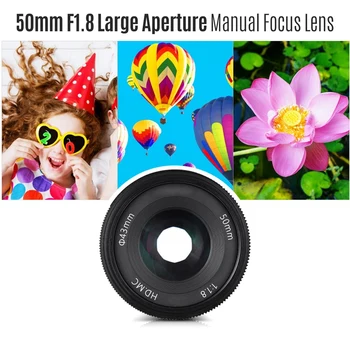 50MM F1.8 Fixed Focus Objektív Vhodný Manuálny Objektív pre Canon EOSM EF-M Mount Mini Jednej Kamery