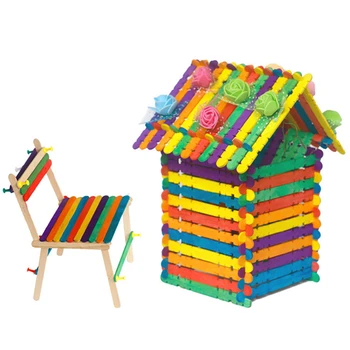 100 Ks/Set Stavebné Bloky Popsicle Palice DIY Party Dekorácie Farebné Prírodného Dreva Domov Kreatívne Vzdelávacie Hračky