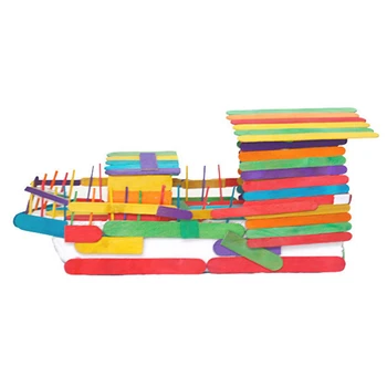 100 Ks/Set Stavebné Bloky Popsicle Palice DIY Party Dekorácie Farebné Prírodného Dreva Domov Kreatívne Vzdelávacie Hračky