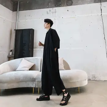 IEFB Polovičný Rukáv Jeden kus Trakmi, Japonský Streetwear Módy Jumpsuit 2021 Jar Leto Dizajn Stojana Golier Oblečenie Veľká Veľkosť