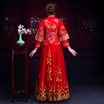 Nové Čínske Tradičné Svadobné Šaty Cheongsam Dlho Qipao Ženy Orientálny Štýl Šaty Čína Oblečením Nevesta Tradície